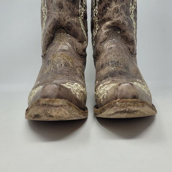 Corral Boots Womens 5.5 Bone Leather Floral Embroidered Western Cowboy A2773 - Picture 8 of 11